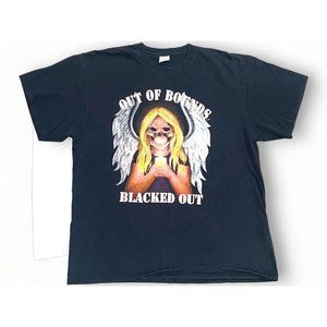 'Out of Bounds Blacked Out' Rock n Roll Biker Style Graphic T- Shirt Faded